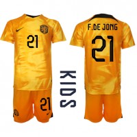Nederland Frenkie de Jong #21 Fotballklær Hjemmedraktsett Barn VM 2022 Kortermet (+ korte bukser)